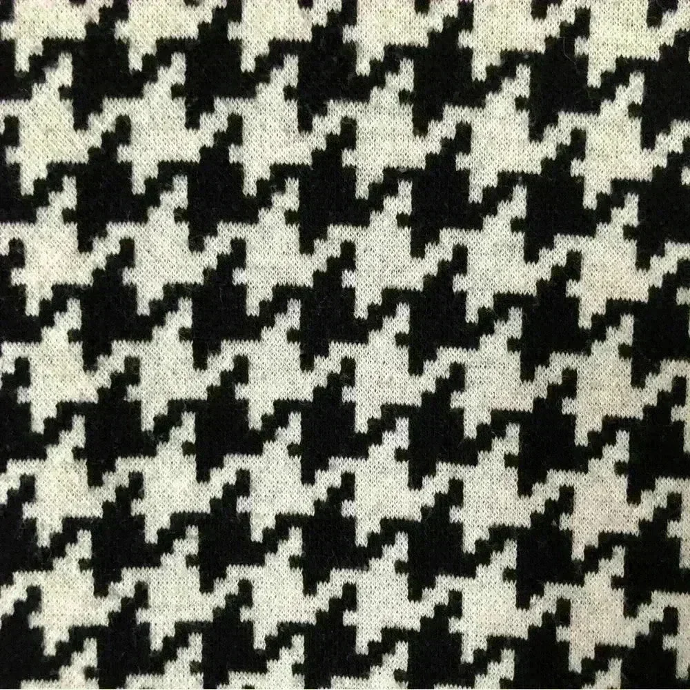 Ongue Petite Zip Up Houndstooth Cotton Blend Jacket Size M